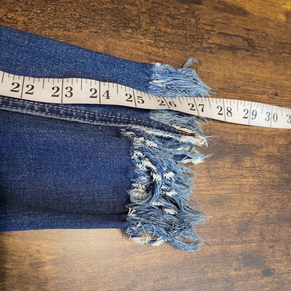 Free People Jeans 27 Great Heights Skinny Fray Fringe Hem Stretch Denim - Picture 8 of 10
